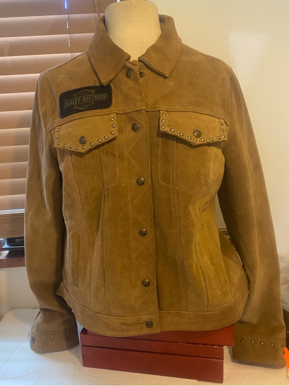 Harley Davidson Ladies Large Stud Trim Sueded Leather Jacket Here